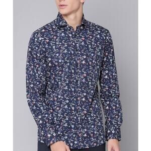 Bruun & Stengade Slim Fit Floral Black Button Down Shirt S. 42